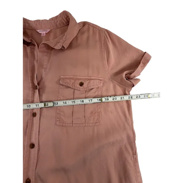 Teddi Rose Womens XL Dusty Rose Pink Tencel Button Down Shirt Dress High Low Hem - Image 4