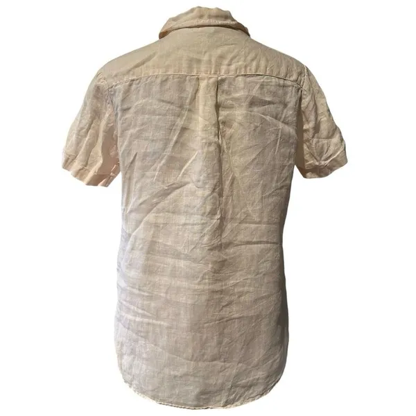 Theory Tie Front 100% Linen Top Womens P Minimalist Capsule Short Sleeve - Image 6