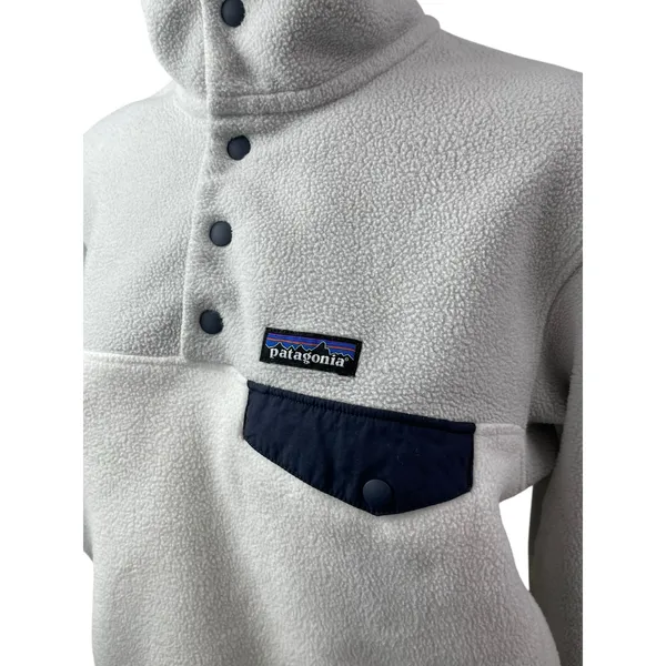 Patagonia Synchilla Snap-T Fleece Women's White Long Sleeve Sweater Top Size S - Image 3