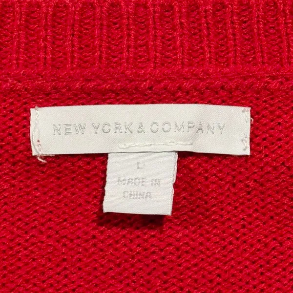 NY&C Sweater Bear Christmas Festive Holiday Novelty Cottage Retro Cozy Red Large - Image 3