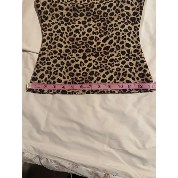 Leopard Print Tube Top Strapless Animal Pattern Stretch‎ Bodice Tan Brown Black - Image 2