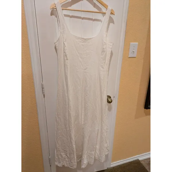 Gap Linen Blend Dress Womens Large White - Image 3