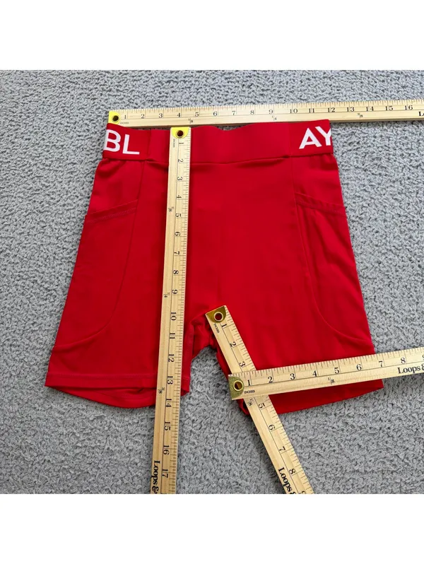 AYBL Red Seamless Gym Shorts Women XS Compression Training Activewear High Waist - Image 3