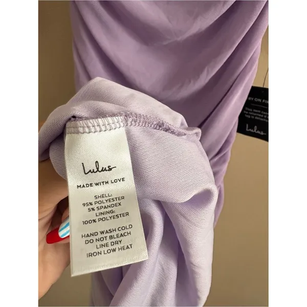 Lulus Desirable Date Lavender Mesh Ruched Off-the-Shoulder Midi Dress Size XS - Image 8