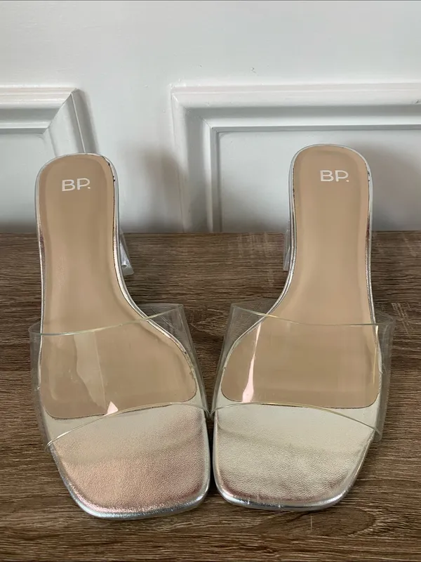 BP. Clear Square Toe Block Heel Mules - Image 2