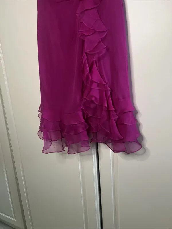 Y2K Kurt Thomas 100% Silk Strapless Ruffle Cocktail Dress - Image 5