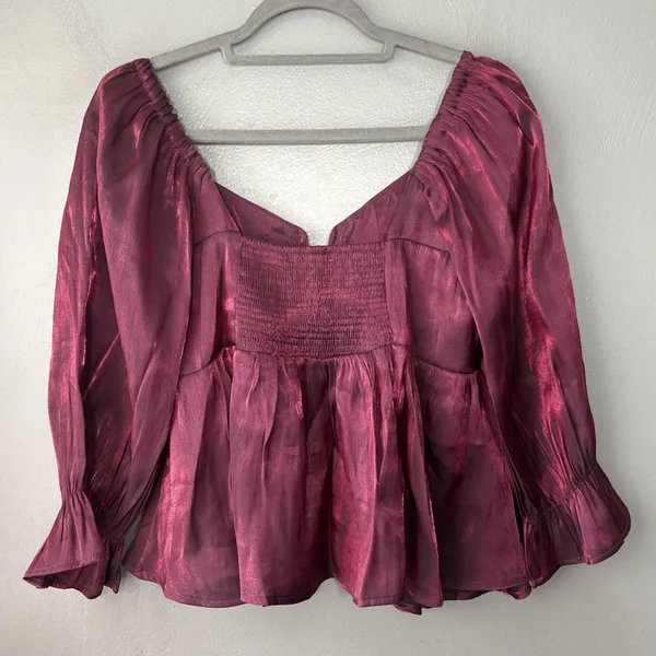 Entro Top Size Medium Grape Purple Iridescent Babydoll Dark Romantic Vamp Party - Image 4