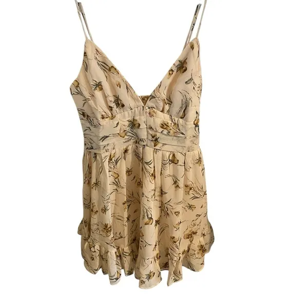Angel Biba Floral Sleeveless chiffon Mini Dress Cream Yellow Boho Western - Image 6