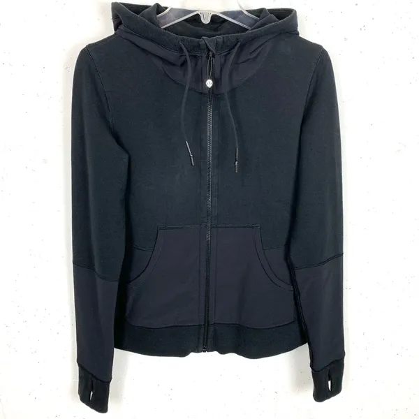 Lululemon Voyage Hoodie Stretch French Terry Yoga Boardshort Fabric Black 8 - Image 8