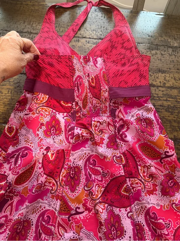 Athleta “Pack Everywhere” Pink Paisley Sun Valley Halter Dress Mini Size 8 - Image 10