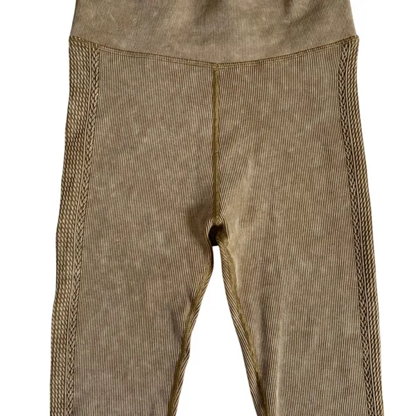 OFFLINE by Aerie Ribbed Seamless Leggings Tan‎ Acid Wash High Waisted Womens M - Image 5
