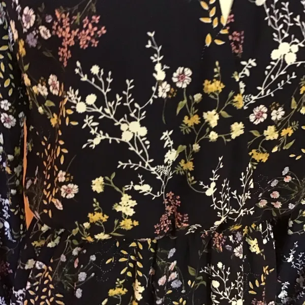 Lush Floral Long Sleeve Mini Dress Dark Academia Cottagecore Keyhole Medium - Image 6