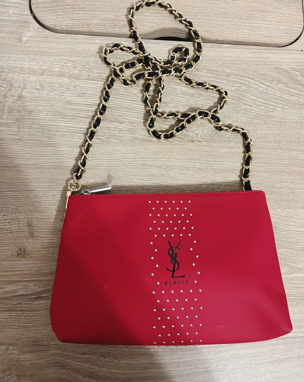 Saint Laurent Red Makeup cosmetic Bag Pouch case clutch Crossbody - Image 4