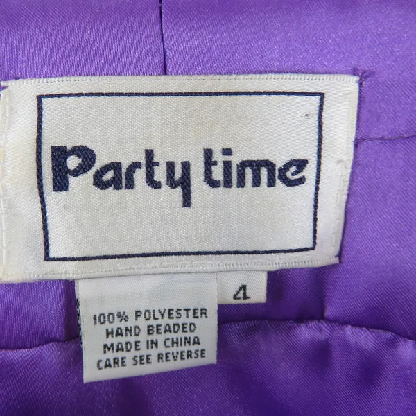 Party Time Y2k Vintage Prom Dress Purple Sequin Rhinestone Evening Gown 4 Small - Image 7