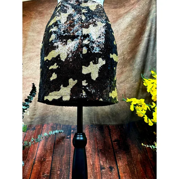 Three Eighty Two Sequined Camouflage Mini Skirt Brown Multi size S - Image 16