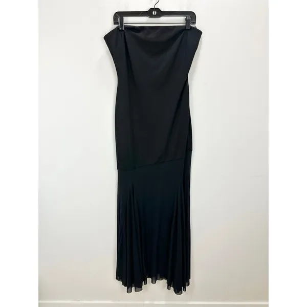 Lulus Elaris Black Mixed Media Strapless Maxi Dress Formal Evening Minimalist XL - Image 5