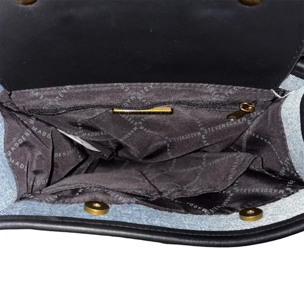 Steve Madden Blue Denim Tote with Black Logo Straps - Image 11