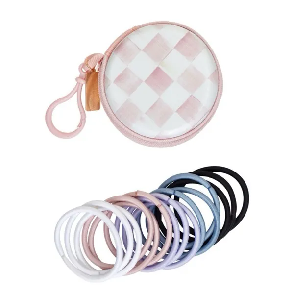 Goody x MacKenzie Childs Pouch Rosy Check Purse Charm 15ct Elastic Hair Ties New - Image 5