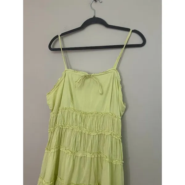 Vasna Desire Tiered Midi‎ Sun Dress 100% Cotton Womens Large Boho Yellow Flowy - Image 2