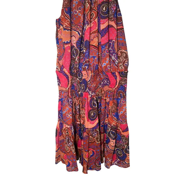 A.L.C. Cory Silk Sleeveless Mini‎ Dress High Neck Pink Cobalt Multi Size 6 - Image 4