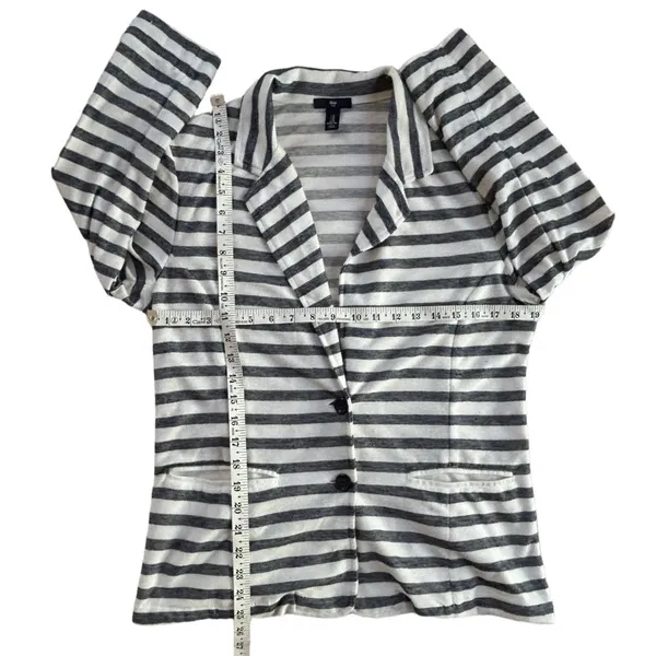 GAP horizontal Striped academia Blazer Navy White Knit Nautical Preppy Work M - Image 3