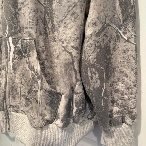 Cult Favorite Camo Zip Hoodie Womens Small Gray Pink Too Busy For You Y2K Fleece - Image 3