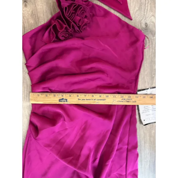 Taylor Women's Pink Rosette-Trim Halter Ruched Side-Slit Gown Dress Size 8 - Image 6