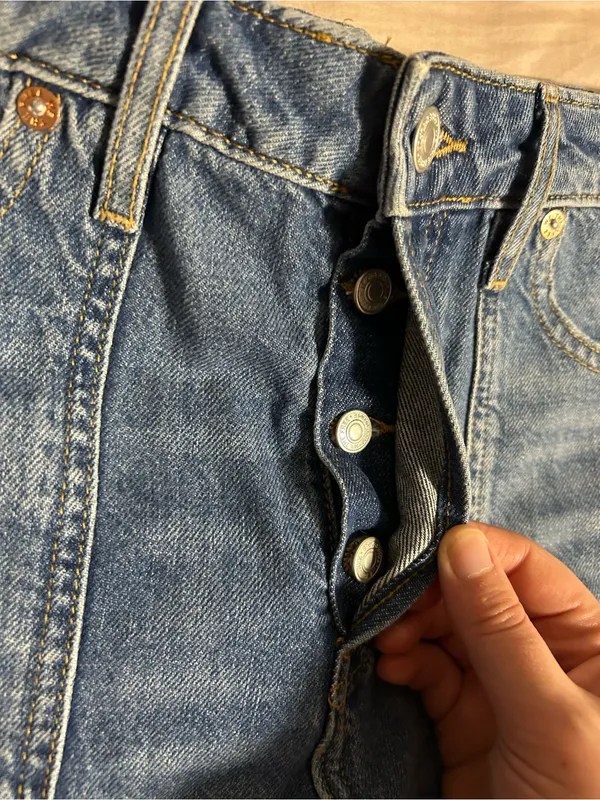 Free People We The Free Medium Blue Low Rise Slouch Denim Shorts Size 27 - Image 3
