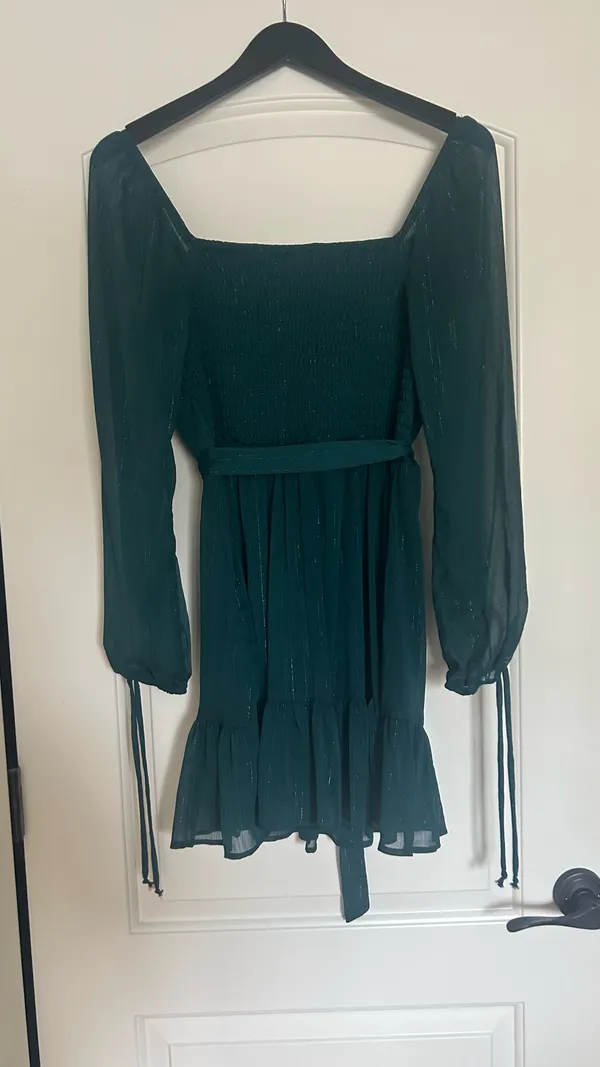 Lily Rose Emerald Green Square Neck Mini Dress - Image 2
