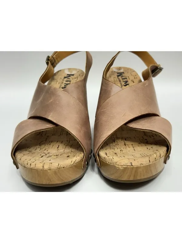 Korks KORK-EASE Platform Block Heel Leather Upper Wedge Sandal 9/40.5 Nude Tan - Image 3