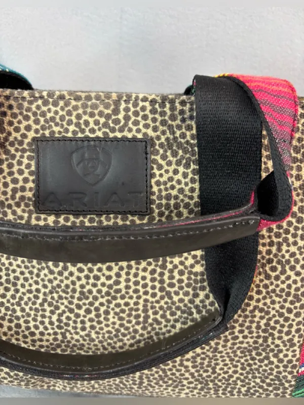 Ariat Women's Serape Leopard Print Shoulder Bag with Pink n Turquoise Accent - Image 3