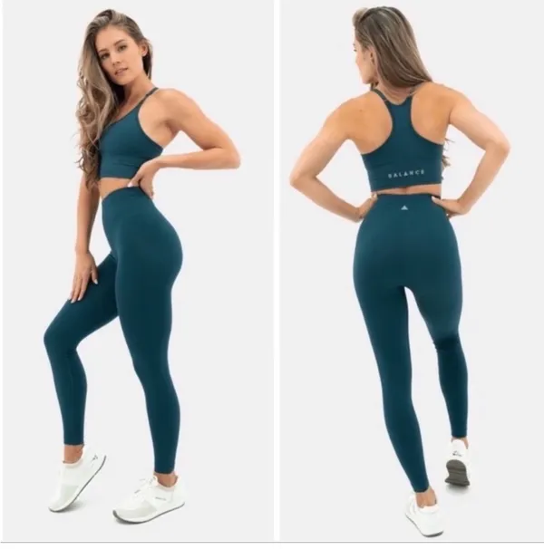 Balance Athletica Topaz Quartz Energy Leggings Teal Size M - Image 2