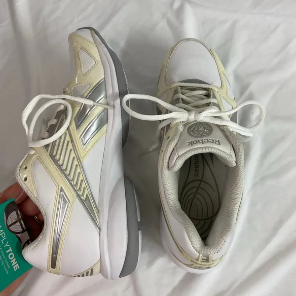 NEW‎ Reebok women's white cream simplytone lace up play dry sneakers shoes 7 - Image 5