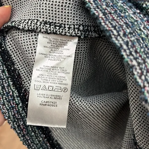 LOFT Blue Multi Tweed Sheath Dress Short Sleeve Pockets Size 0 - Image 8