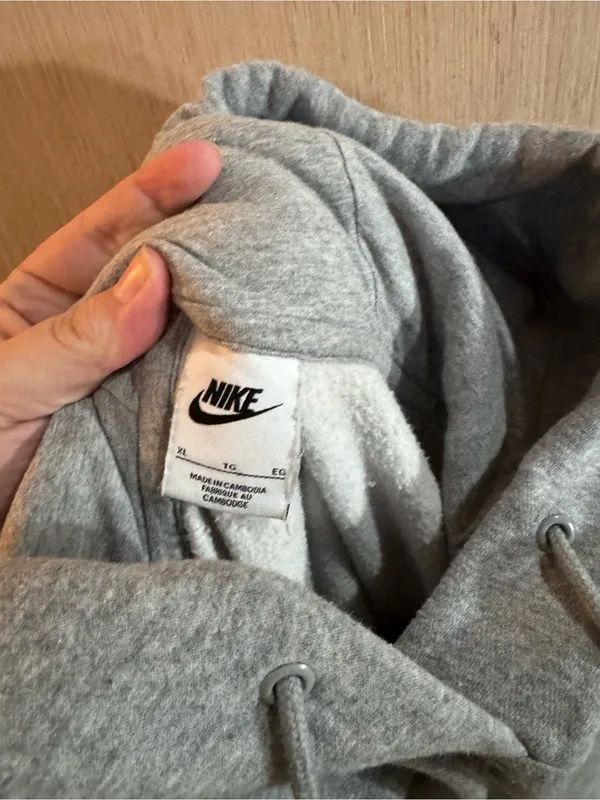Women’s Nike Gray Oversized Pullover Hoodie with Small Swoosh Size XL - Image 4