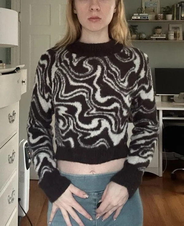 Urban outfitters Cropped Swirled Pattern Knit Sweater - Image 2