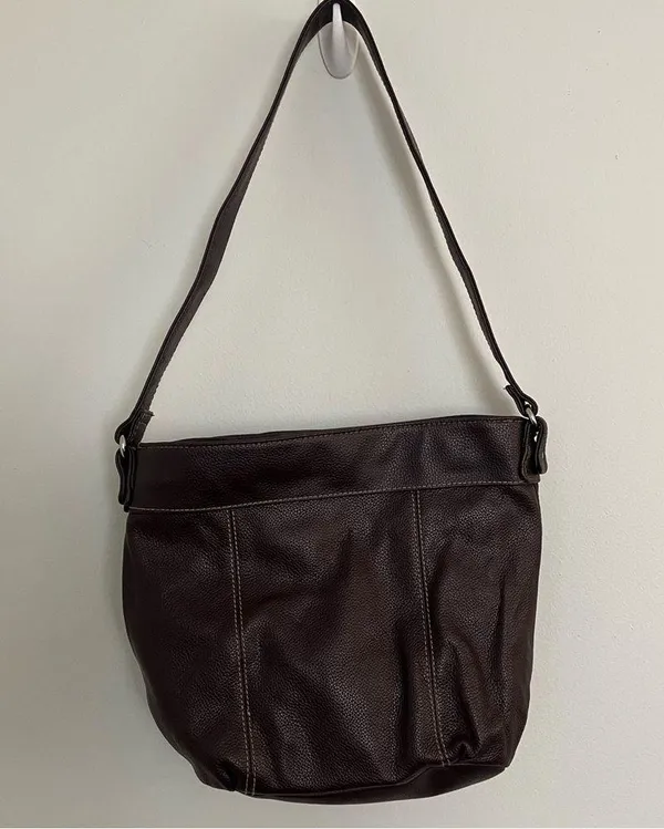 Genuine Leather Patchwork shoulder bag. A standout stunner! Brown - Image 6
