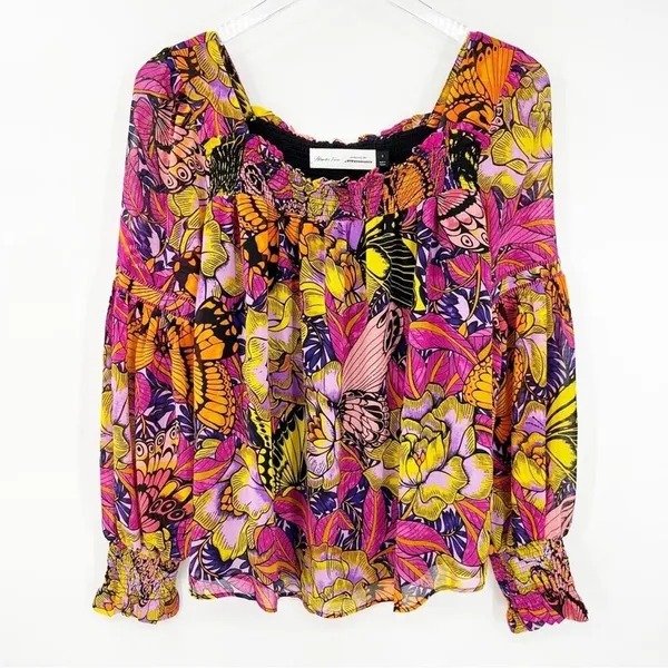 NEW Anthropologie x Alexandra Farmer Puff Sleeve Floral Popover Blouse S Cottage - Image 2