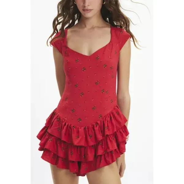 Kimchi Blue Drop Waist Scarlet Frilled Strawberry Romper Playsuit Size M Nwot! - Image 2