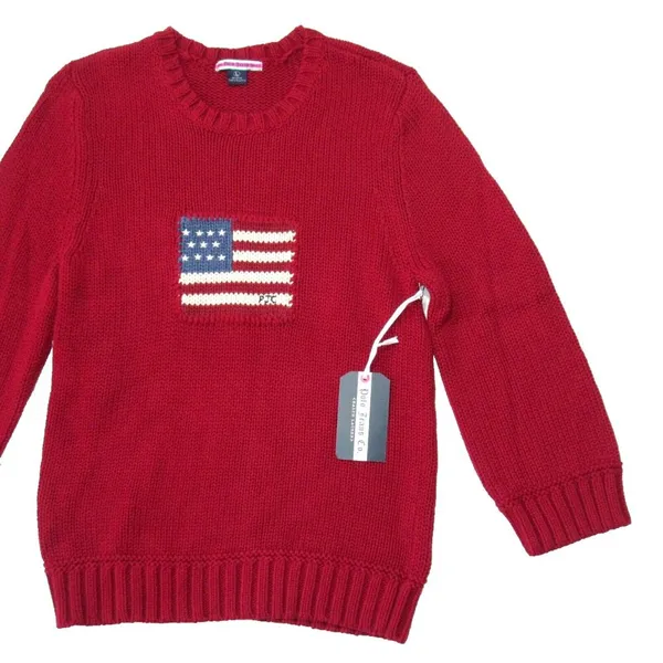 NWT Polo Jeans Co Ralph Lauren American Flag Cotton Crewneck in Red Sweater L - Image 3