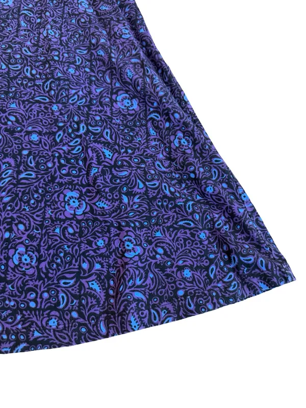 Patagonia Purple Blue Paisley Floral Dress Long Sleeve V Neck Fit Medium Women's - Image 5
