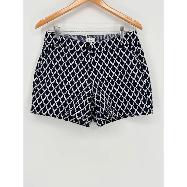 Crown & Ivy Chino Shorts Womens 6 Navy Blue Geometric‎ Trellis Stretch Casual - Image 4