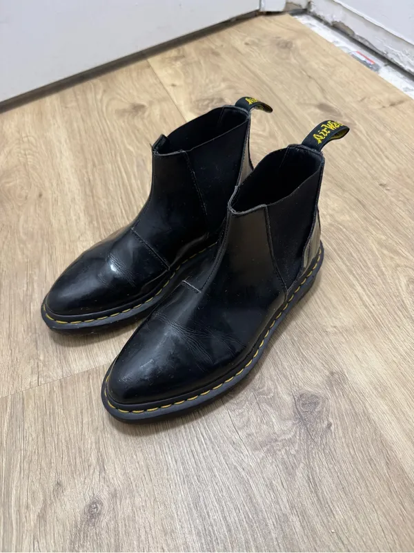 Doc Martens Bianca Boots Ankle Bootie US 7 Patent Leather Biker Grunge Utility - Image 12