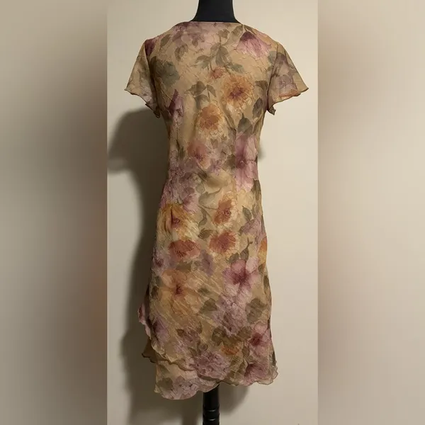 EUC Vintage Fashion Bug Purple and Yellow Floral Sheath Dress size 6 - Image 3