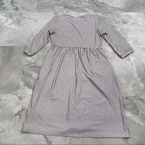 MEROKEETY Size‎ Large L Stripe Dress Casual Pockets 3/4 Sleeves - Image 3