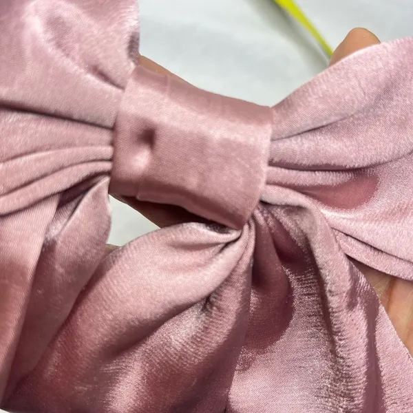 Women’s Dusty Pink Oversized Silky Soft Satin Elegant Hair Bow clip Coquette Y2K - Image 8
