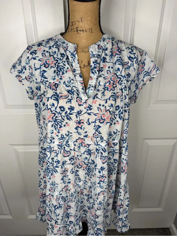 Roberta Roller Rabbit Sz S Floral Cotton Mini Dress Boho Cottagecore Casual - Image 3
