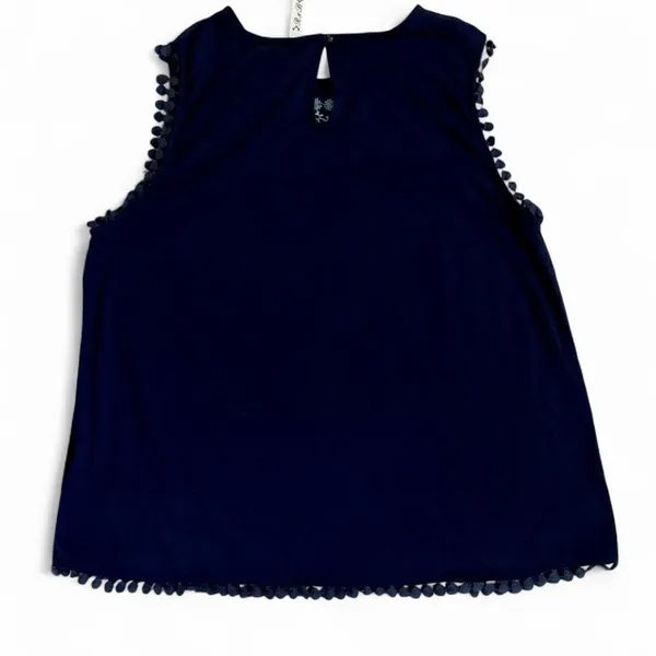 Rich and Beautiful size large Navy Embroidered Sleeveless Top boho Cottagecore - Image 2