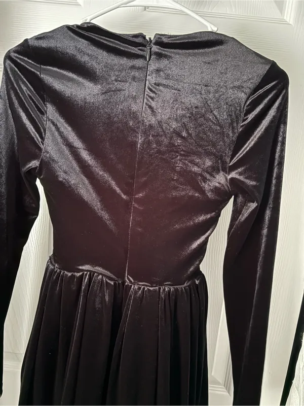 Oh Polly Black flattering Tera Velvet Square Neck Mini Dress corset bodice sz 2 - Image 10
