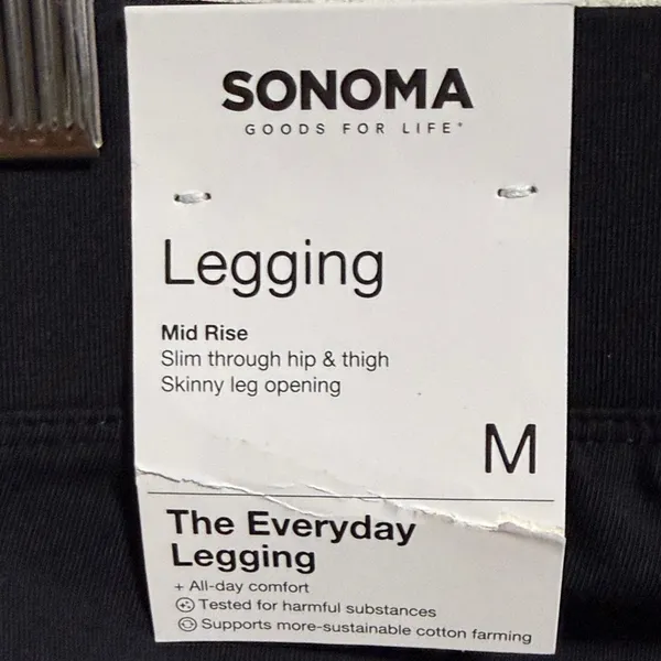 Sonoma‎ Goods For Life Womens Black Everyday Leggings Mid Rise Slim Fit Size M - Image 4